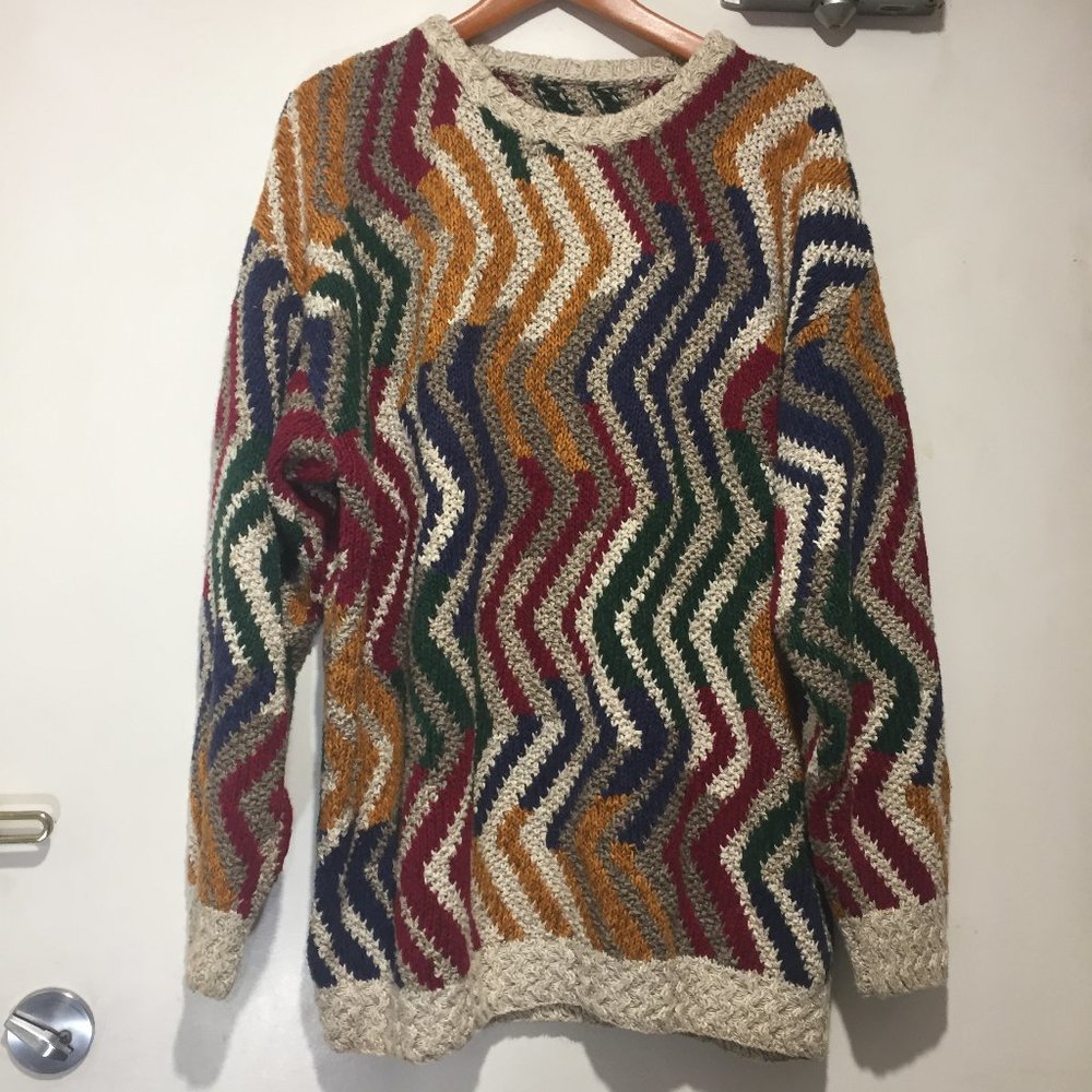 VINTAGE HAND KNITTED MULTICOLOR SWEATERS SIZE XL